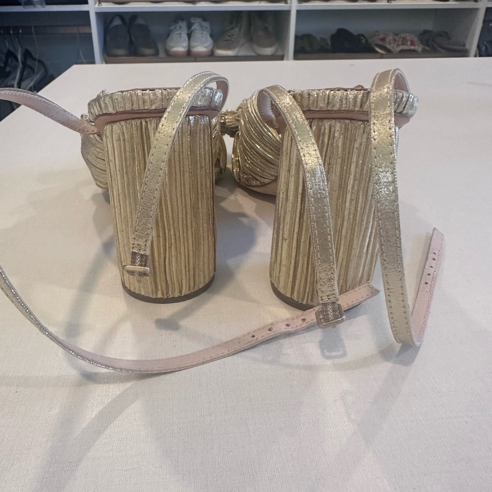 Loeffler Randall Camellia Gold Pleated Bow Heel - Picture 3 of 5